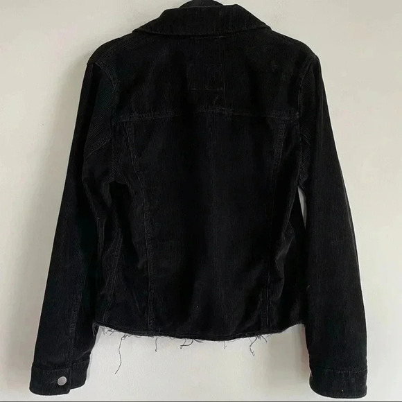 Abercrombie and Fitch Black Corduroy Button Down Unisex Jacket S Raw Edge Collar - Picture 3 of 11